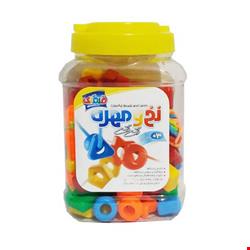بازی فکری نخ و مهره رنگی 100 تایی