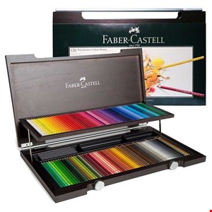 مداد رنگی پلی کروم 120 رنگ جعبه چوبی ونگه اصل فابرکاستل
